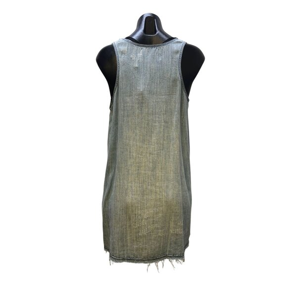 Double D Ranch Distressed Denim Tank Blouse Blue M - Picture 2 of 6